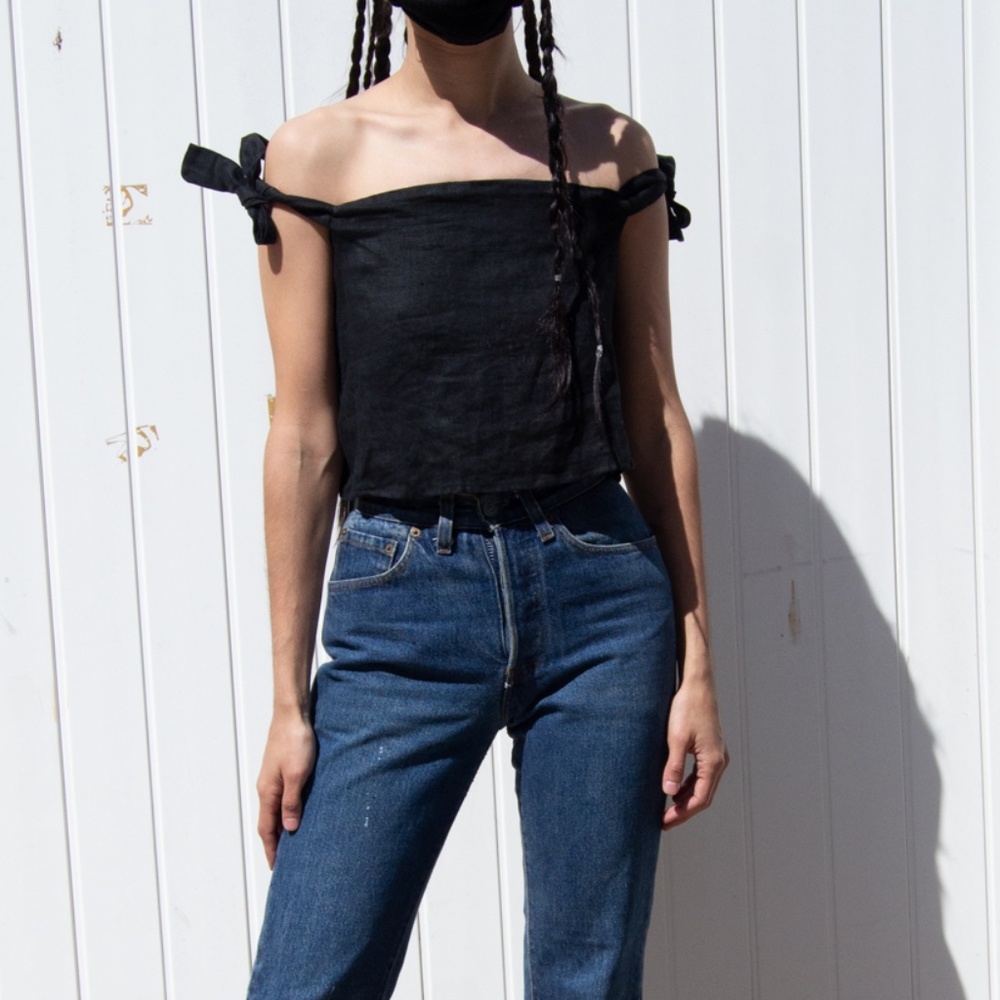 Reformation black linen top